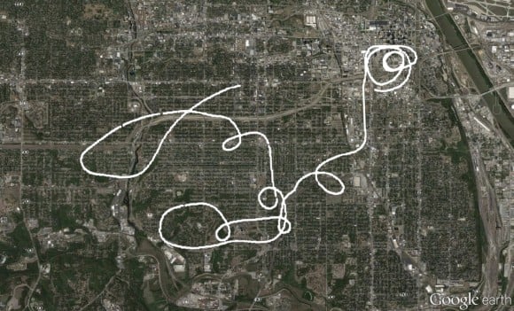 Trasa helikoptera na Google Earth